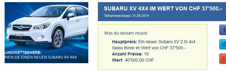 Wettbewerb Subaru XV 4x4