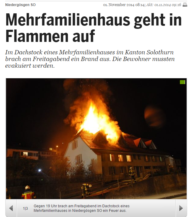 Mehrfamilienhaus geht in Flammen auf