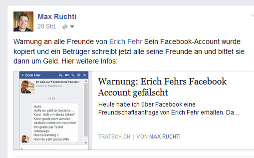 Facebook Erich Fehr Warnung